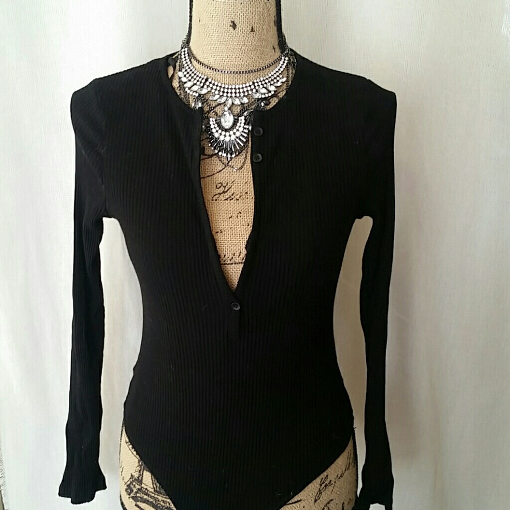 Black long sleeve bodysuit